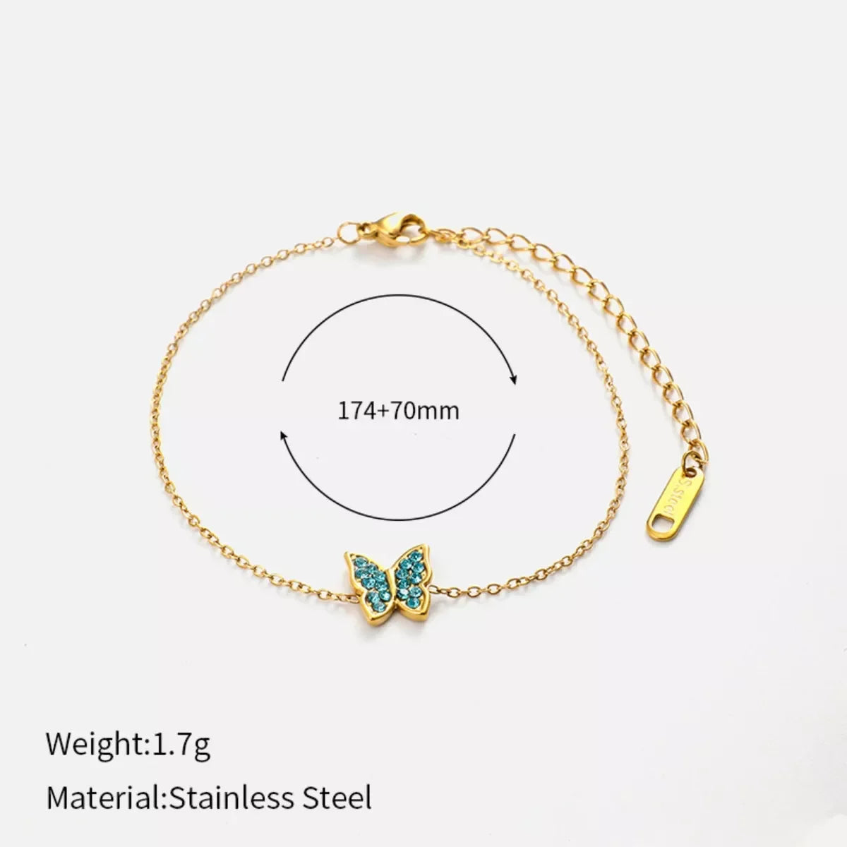 18K Gold-Plated Turquoise Zircon Butterfly Bracelet - Southern Shores Clothing