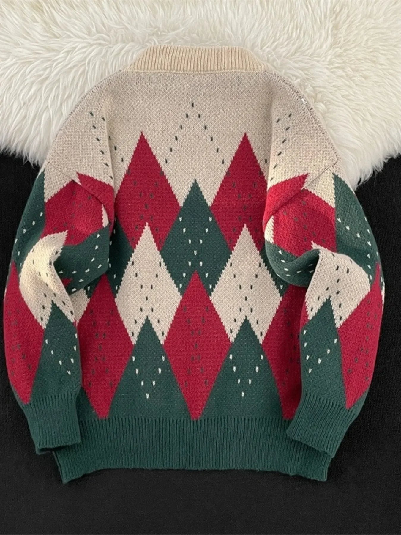 Vintage Argyle Knit Pullover With Stretch - Southern Shores Clothing