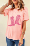 Boots Graphic Round Neck Short Sleeve T Shirt - Southern Shores Clothing
