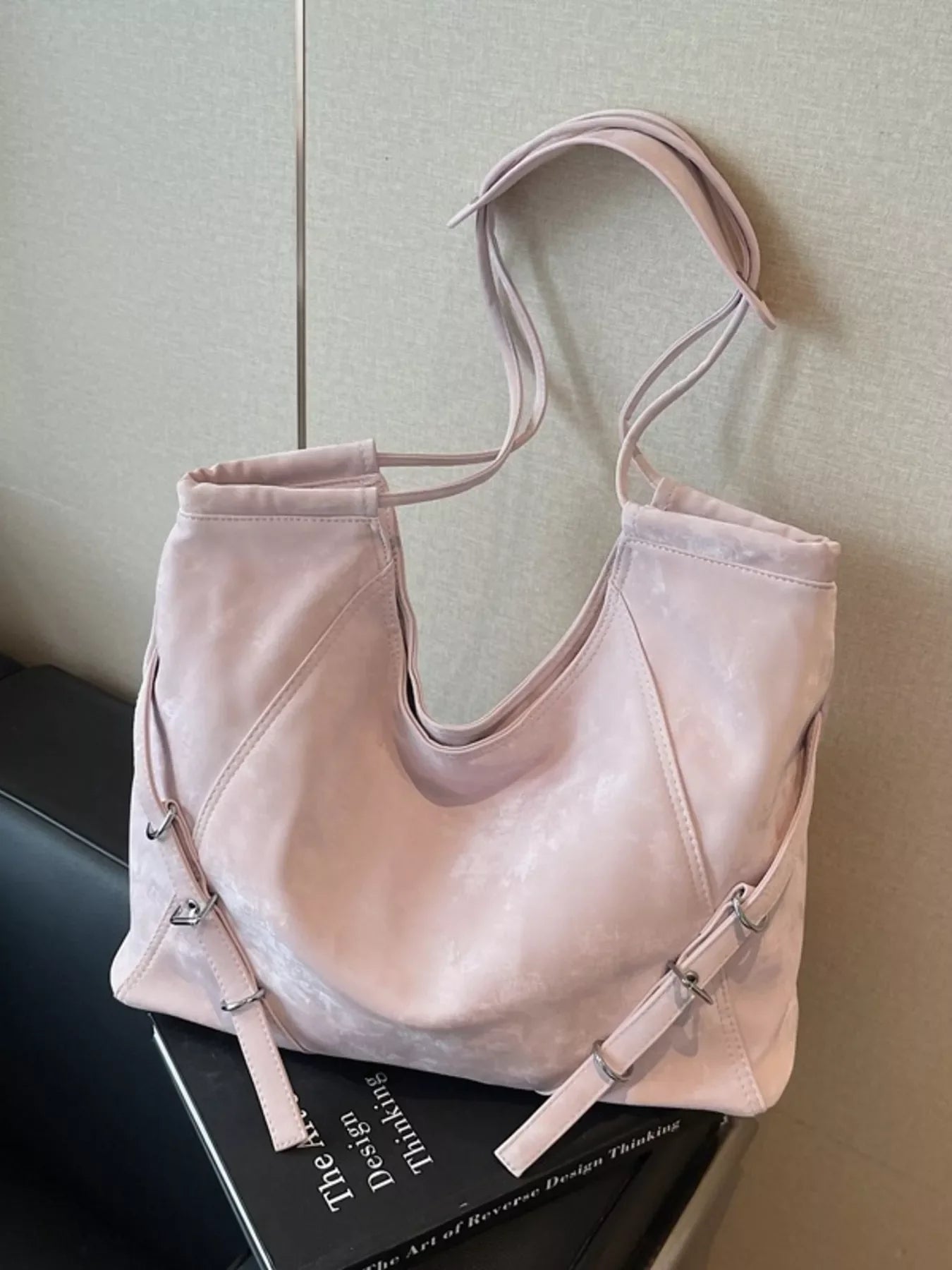 Faux Leather Shopping Tote Bag With Ample Interior - Southern Shores Clothing