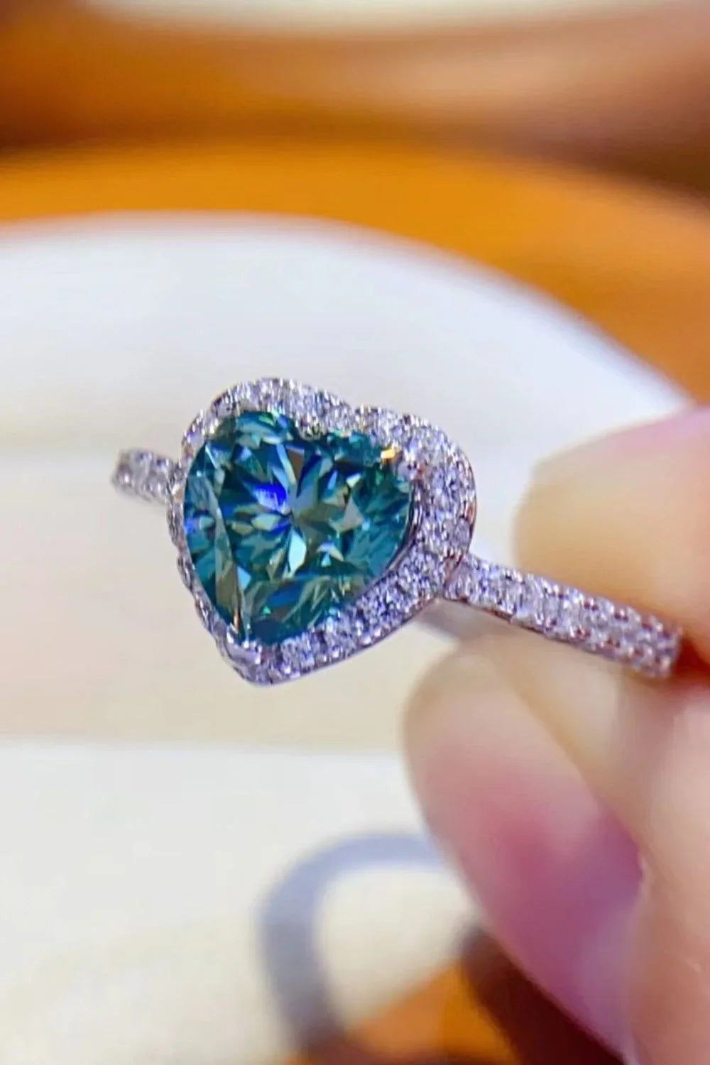 1 Carat Moissanite Heart Ring With Sterling Silver Plating - Southern Shores Clothing
