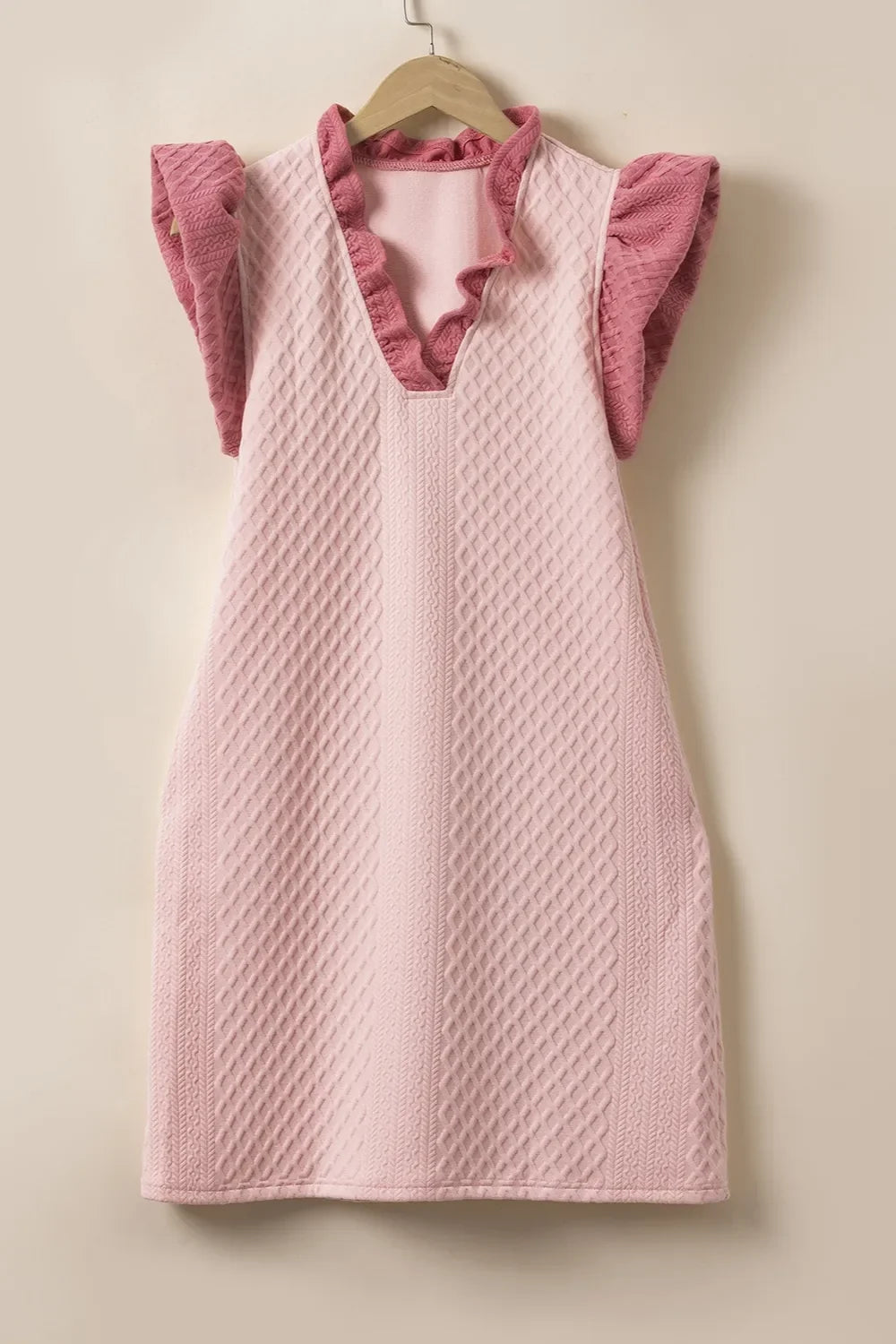Ruffled V-Neck Cap Sleeve Mini Dress - Southern Shores Clothing