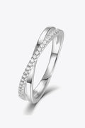 Minimalist Sterling Silver Crisscross Moissanite Ring - Southern Shores Clothing