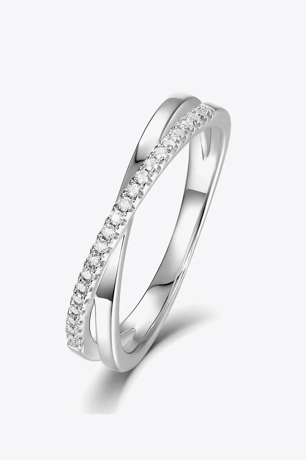 Minimalist Sterling Silver Crisscross Moissanite Ring - Southern Shores Clothing