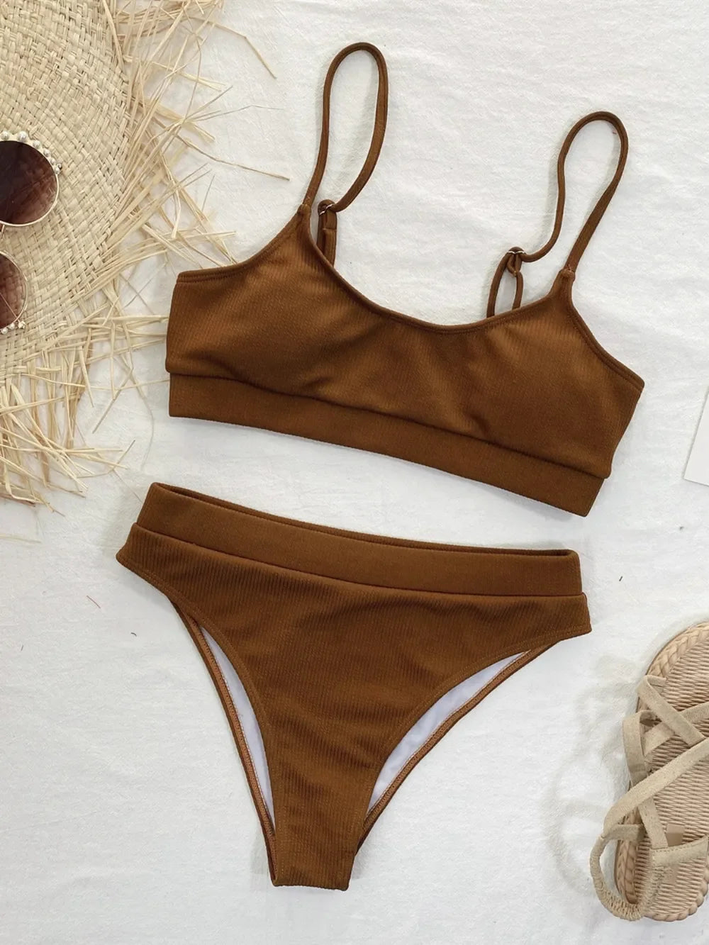 Scoop Neck Spaghetti Strap Two-Piece Swim Set Removable Padding - Southern Shores Clothing