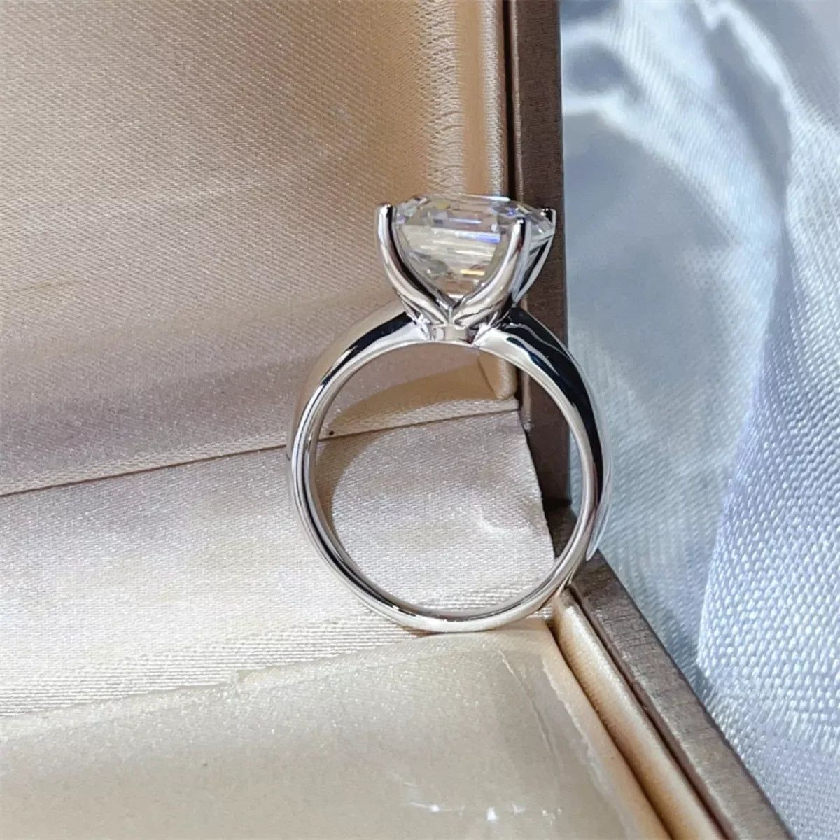Moissanite Platinum-Plated Sterling Silver Cushion Cut Ring - Southern Shores Clothing