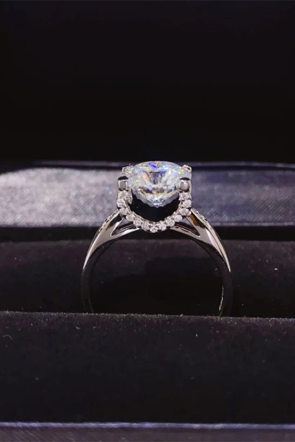 2 Carat Moissanite Platinum-Plated Sterling Silver Ring - Southern Shores Clothing