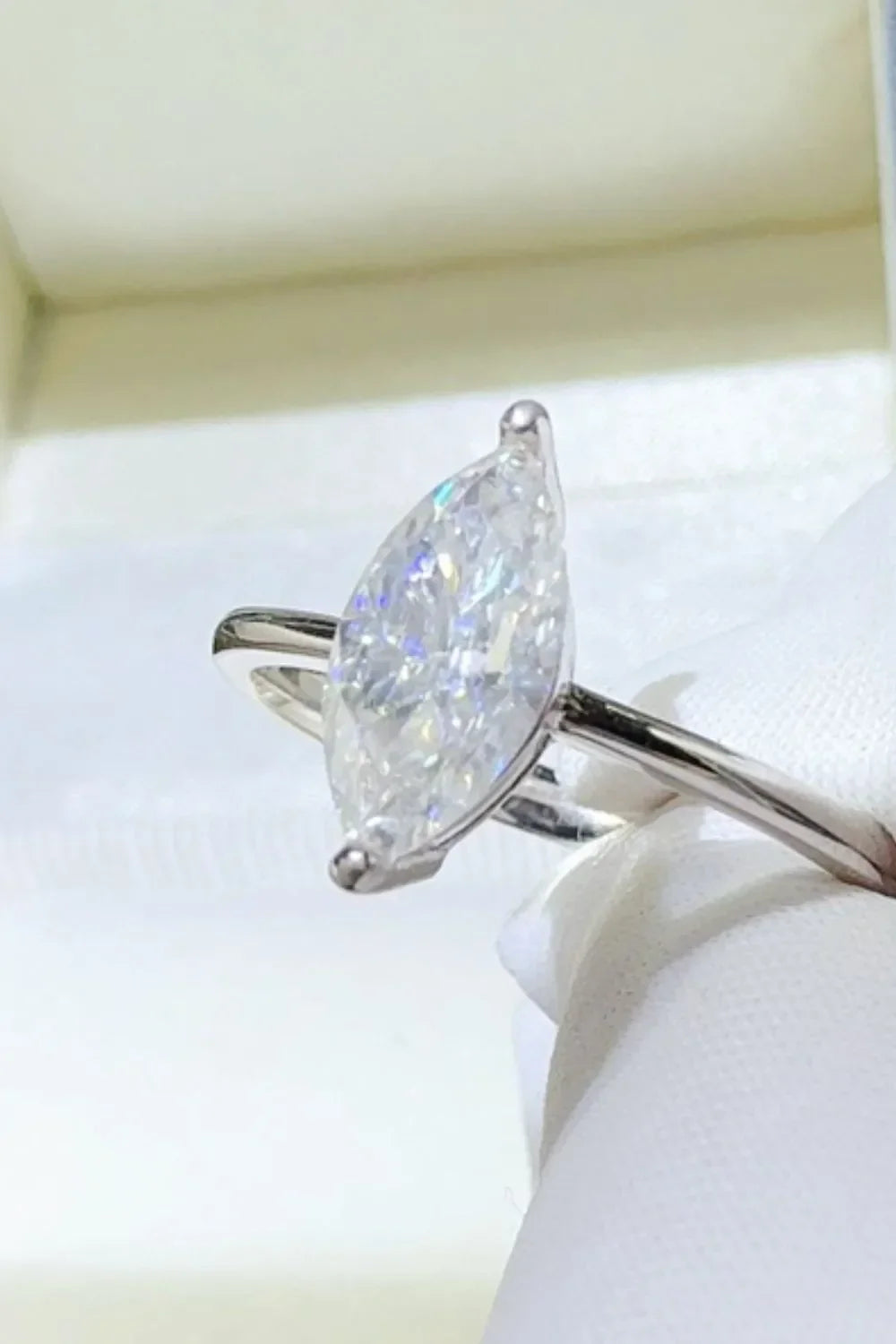 2 Carat Moissanite Platinum Plated Sterling Silver Ring - Southern Shores Clothing