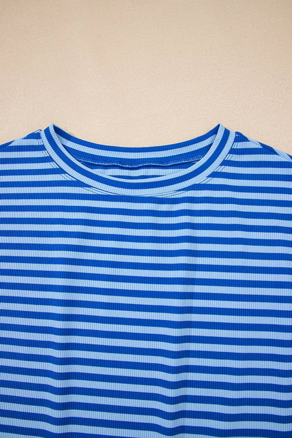 Striped Round Neck Cap Sleeve T Shirt Casual - Southern Shores Clothing