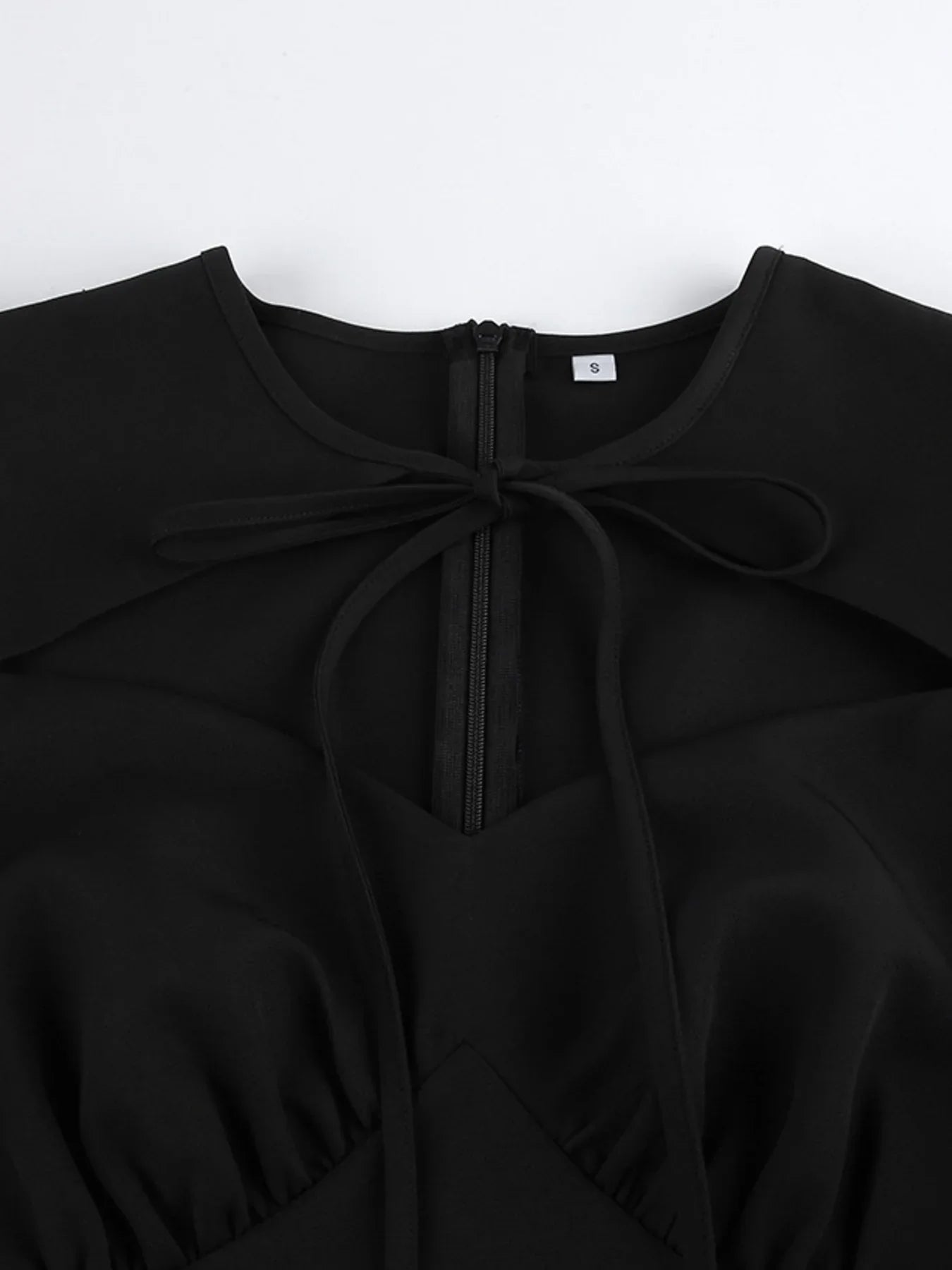 Elegant Cutout Front Puff Sleeve Dress For Formal Occasions - Southern Shores Clothing