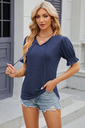 Tie Neck Flounce Sleeve Blouse Rayon Blend - Southern Shores Clothing