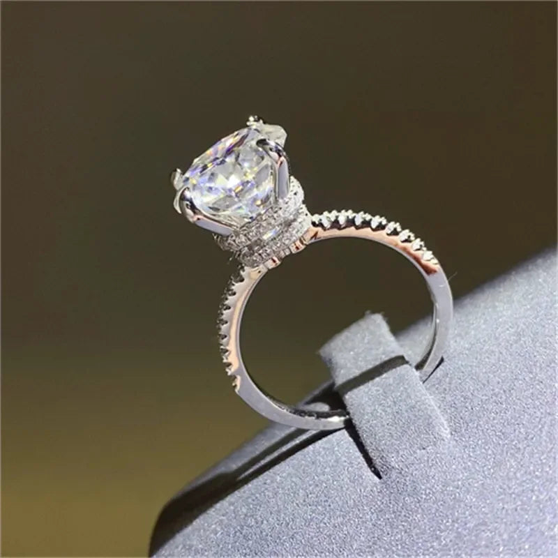 5 Carat Moissanite Sterling Silver Ring With Zircon Accents - Southern Shores Clothing