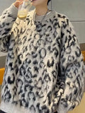 Leopard Print Oversized Fuzzy Knit Cozy Pullover - Southern Shores Clothing