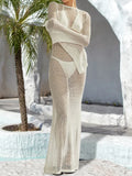 Openwork Backless Flare Sleeve Sheer Cover Up Dress - Southern Shores Clothing