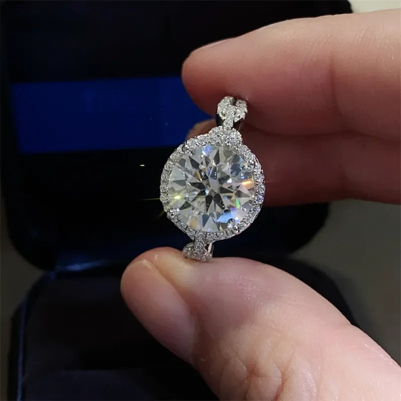 3 Carat Sterling Silver Moissanite Ring Halo Setting - Southern Shores Clothing