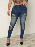Coastal Distressed Skinny Denim Jeans With Pockets - Southern Shores Clothing