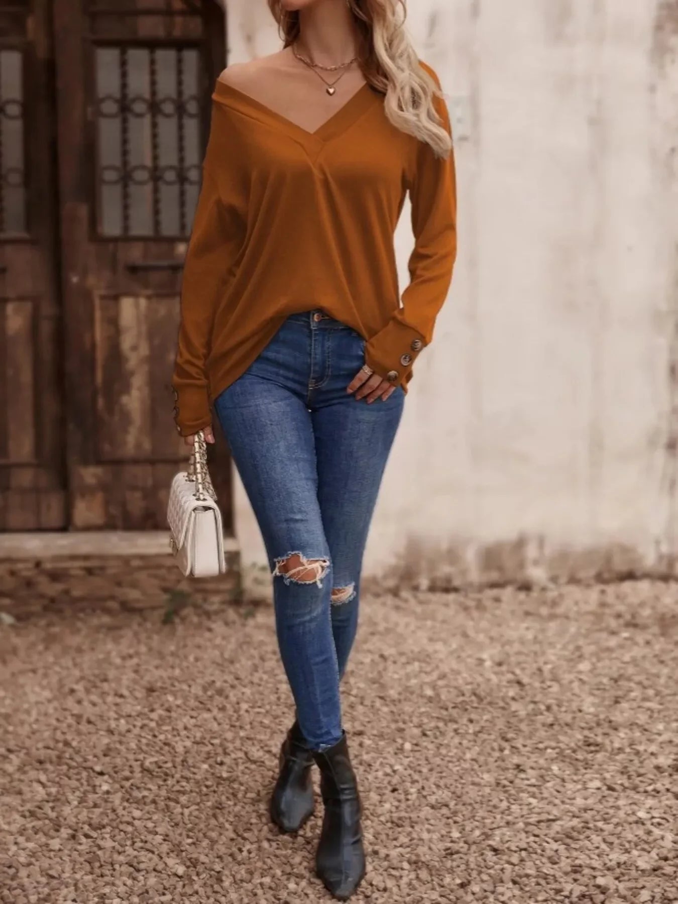 V-Neck Long Sleeve T-Shirt - Southern Shores Clothing