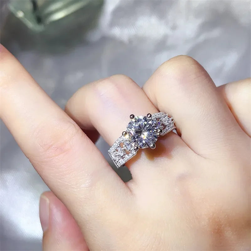 3 Carat Platinum-Plated Sterling Silver Moissanite Ring - Southern Shores Clothing