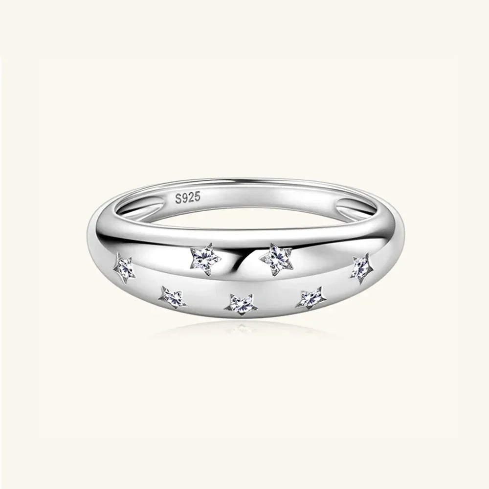 Sterling Silver Inlaid Moissanite Star Ring - Southern Shores Clothing