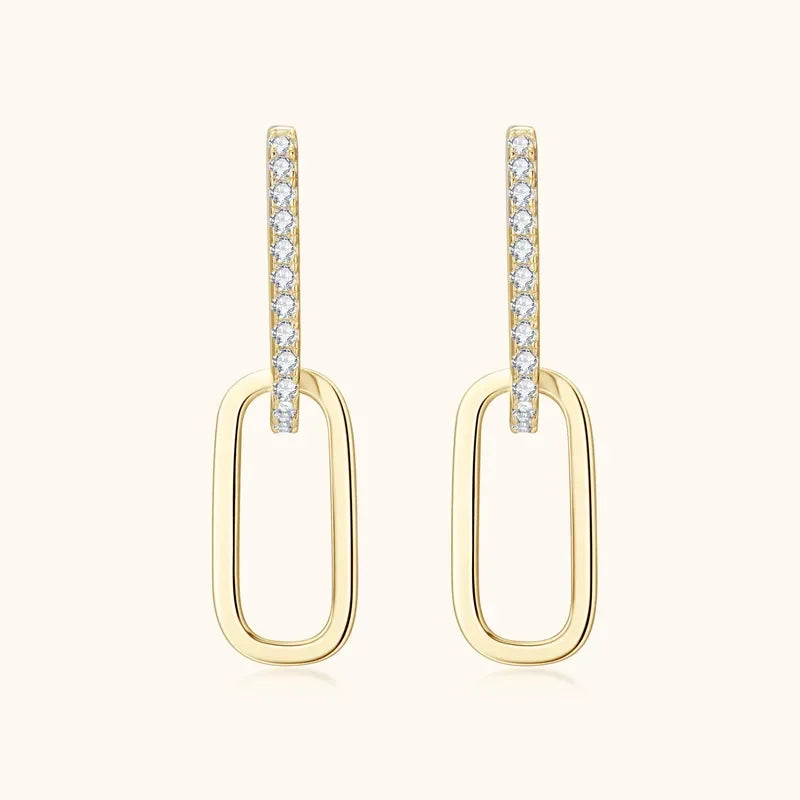 Sterling Silver Moissanite Earrings Radiant Design - Southern Shores Clothing