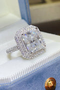 2 Carat Moissanite Sterling Silver Ring With Halo - Southern Shores Clothing