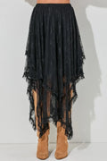 Elastic Waist Asymmetrical Lace Skirt Elegant - Southern Shores Clothing