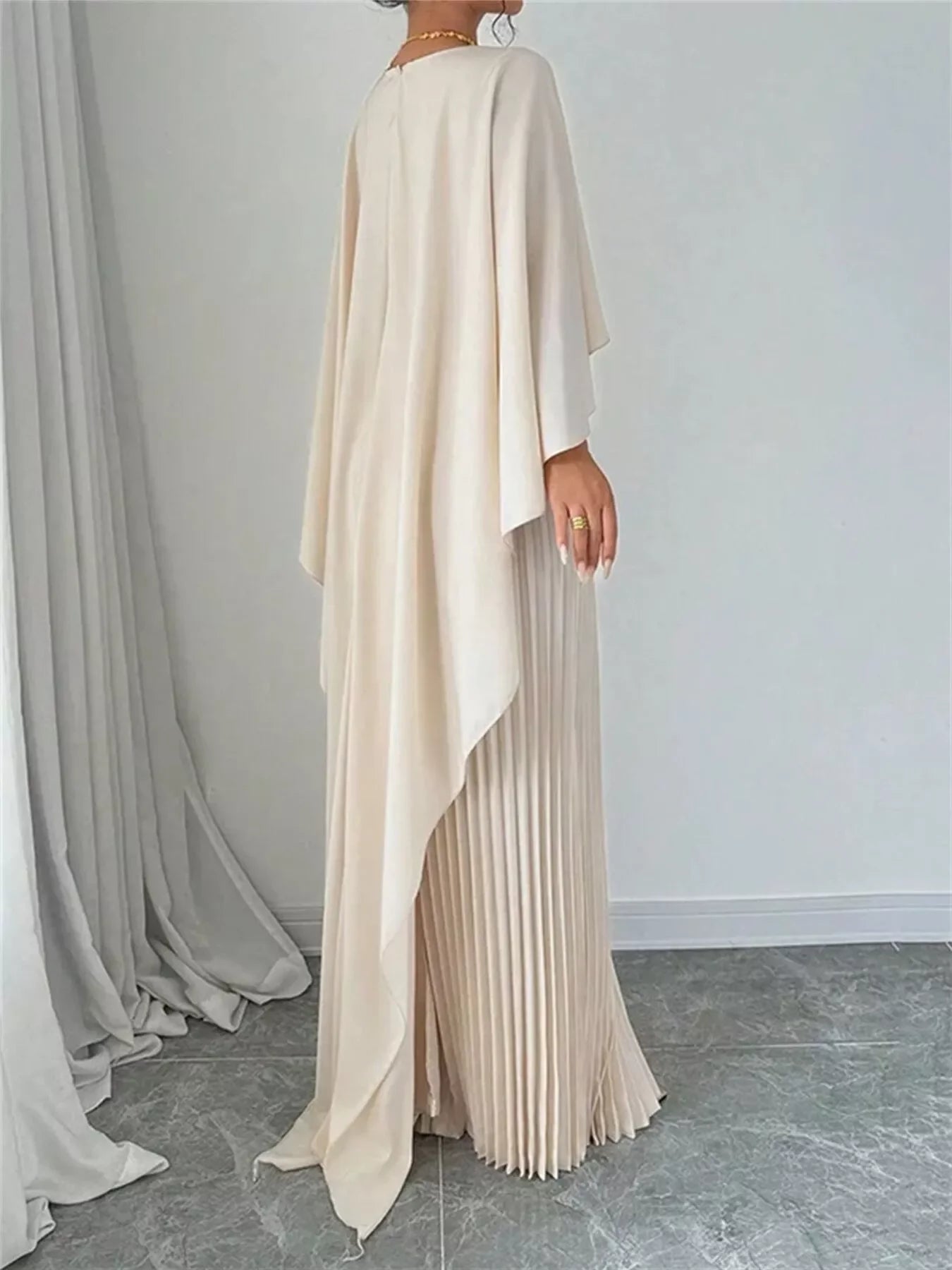 Cape Pleated Maxi Dress Formal Evening Gown - Southern Shores Clothing