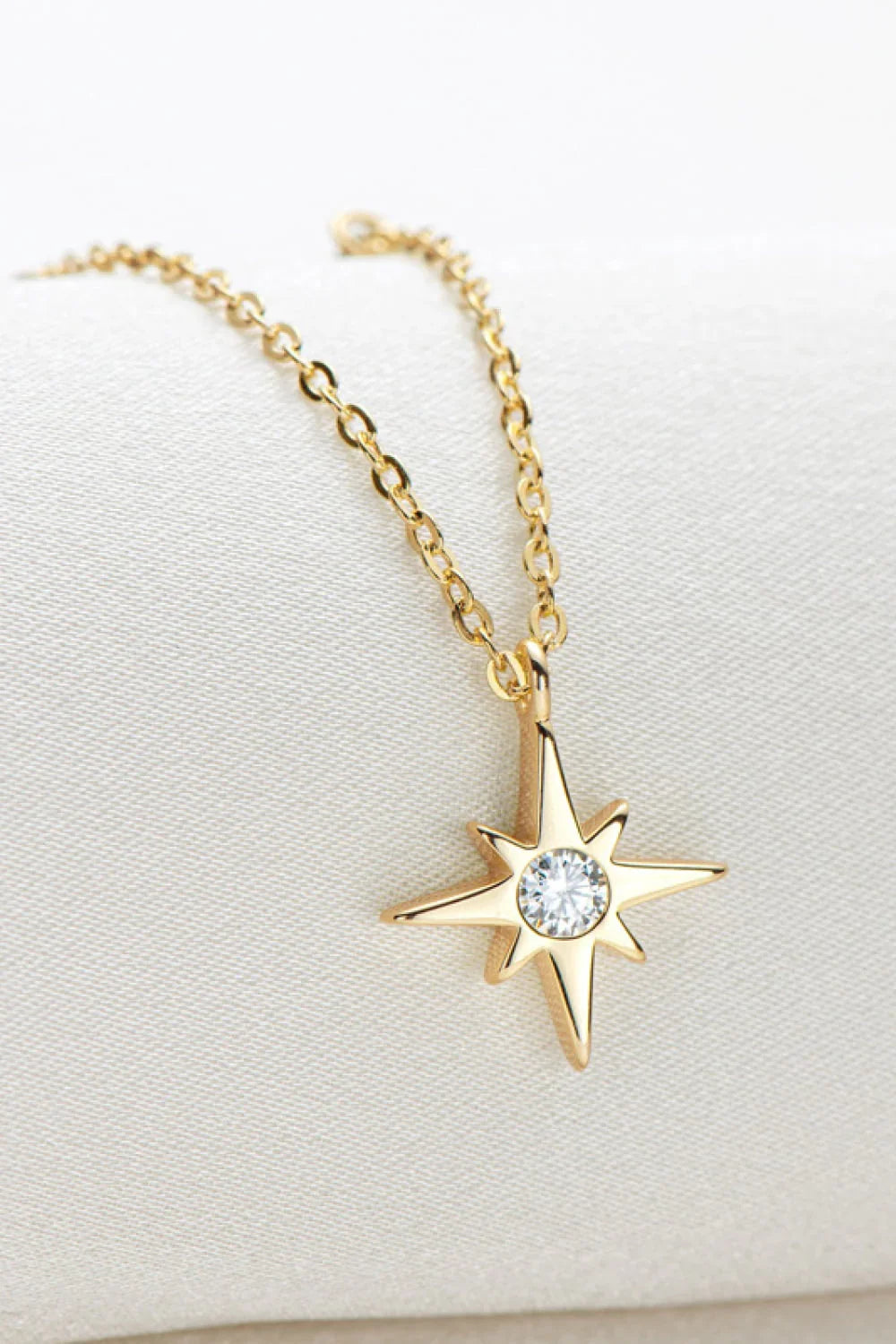 Sterling Silver Moissanite North Star Pendant Necklace - Southern Shores Clothing
