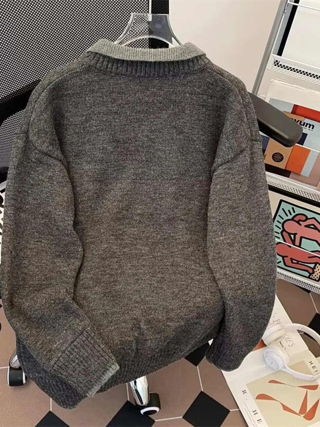 Coastal Stretch Ribbed Hem Long Sleeve Sweater