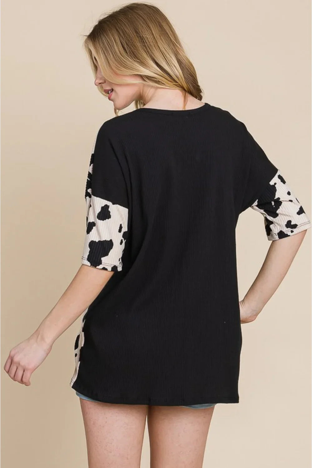 Rodeo Love Ribbed Animal Contrast T Shirt - Southern Shores Clothing