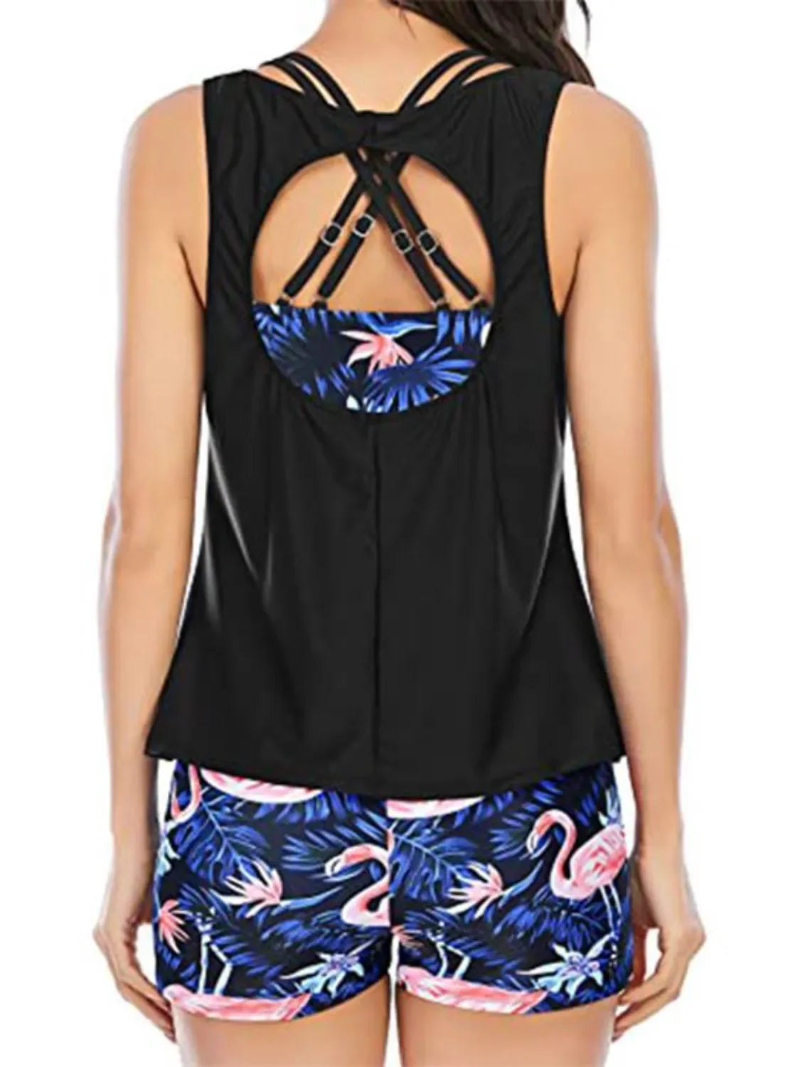 Cutout Printed Round Neck Three-Piece Leopard Print Swim Set - Southern Shores Clothing
