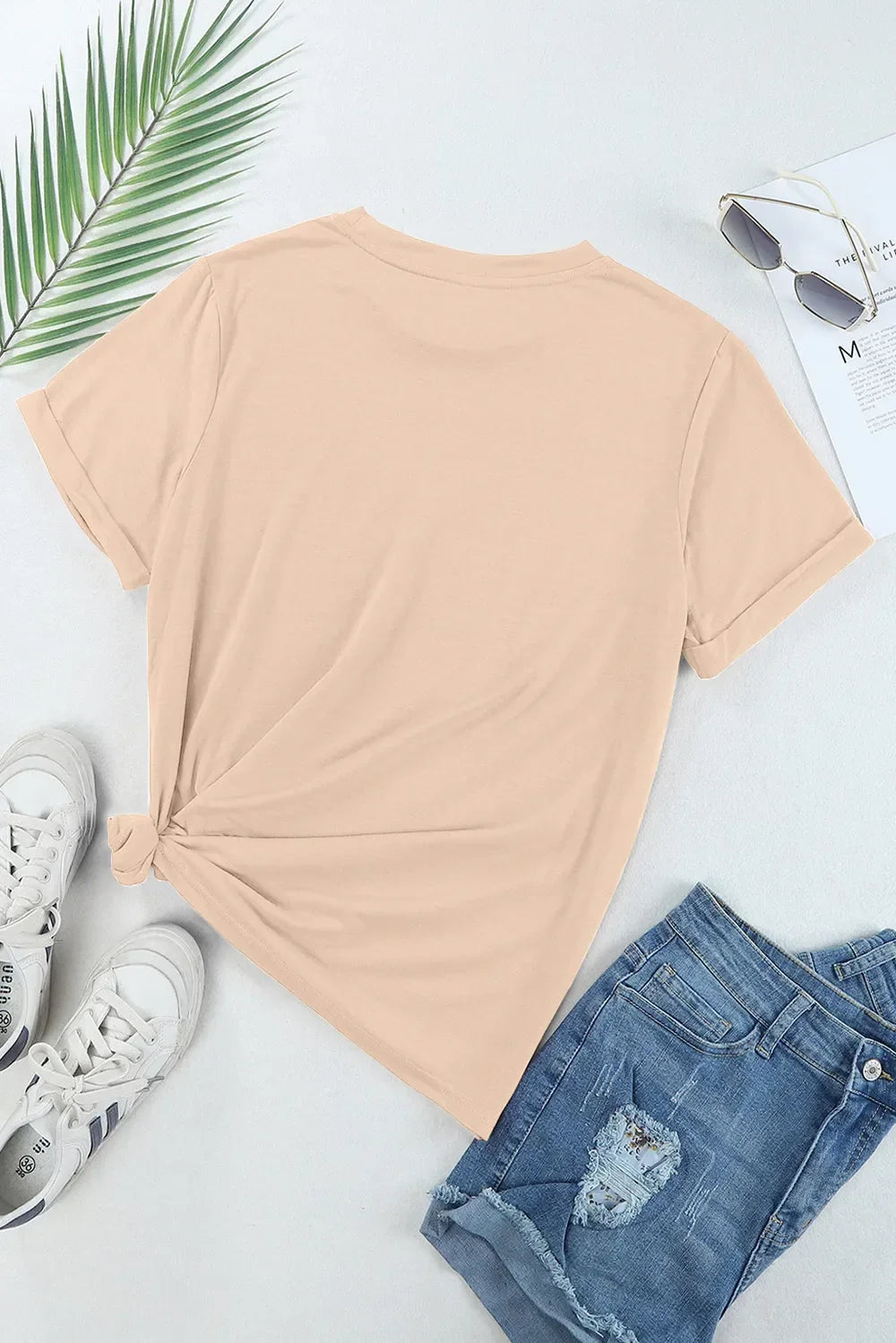 Round Neck Short Sleeve Basic T Shirt With Opaque Fabric - Southern Shores Clothing