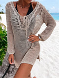 Breathable Openwork Tie Neck Swimwear Cover-Up - Southern Shores Clothing