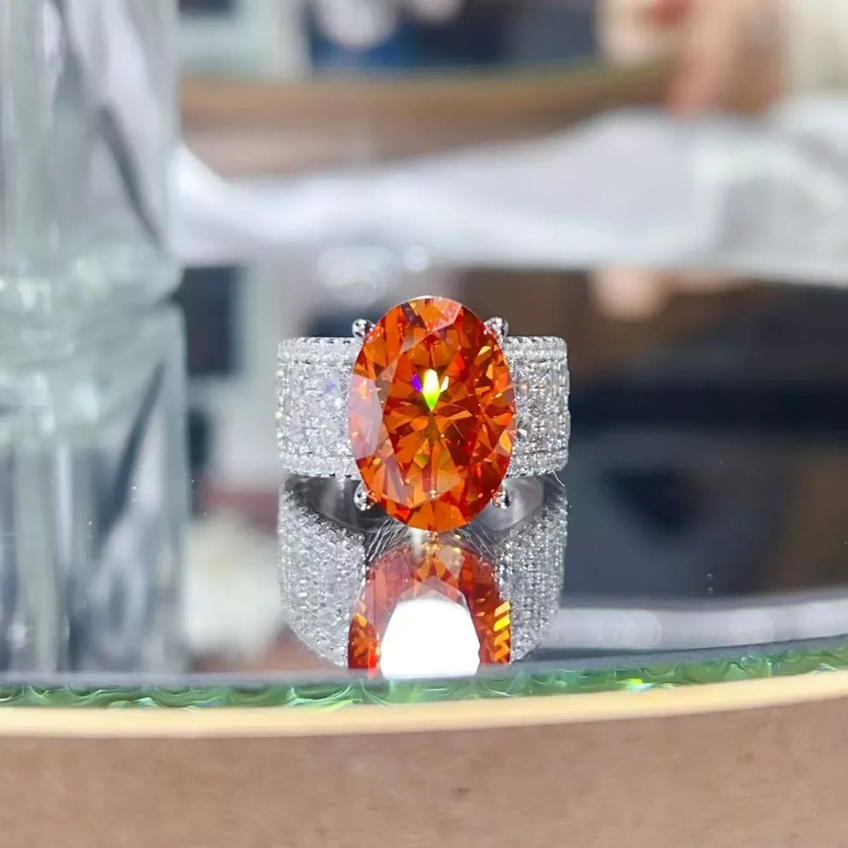 Orange Moissanite Ring With Certificate, 8 Carat - Southern Shores Clothing