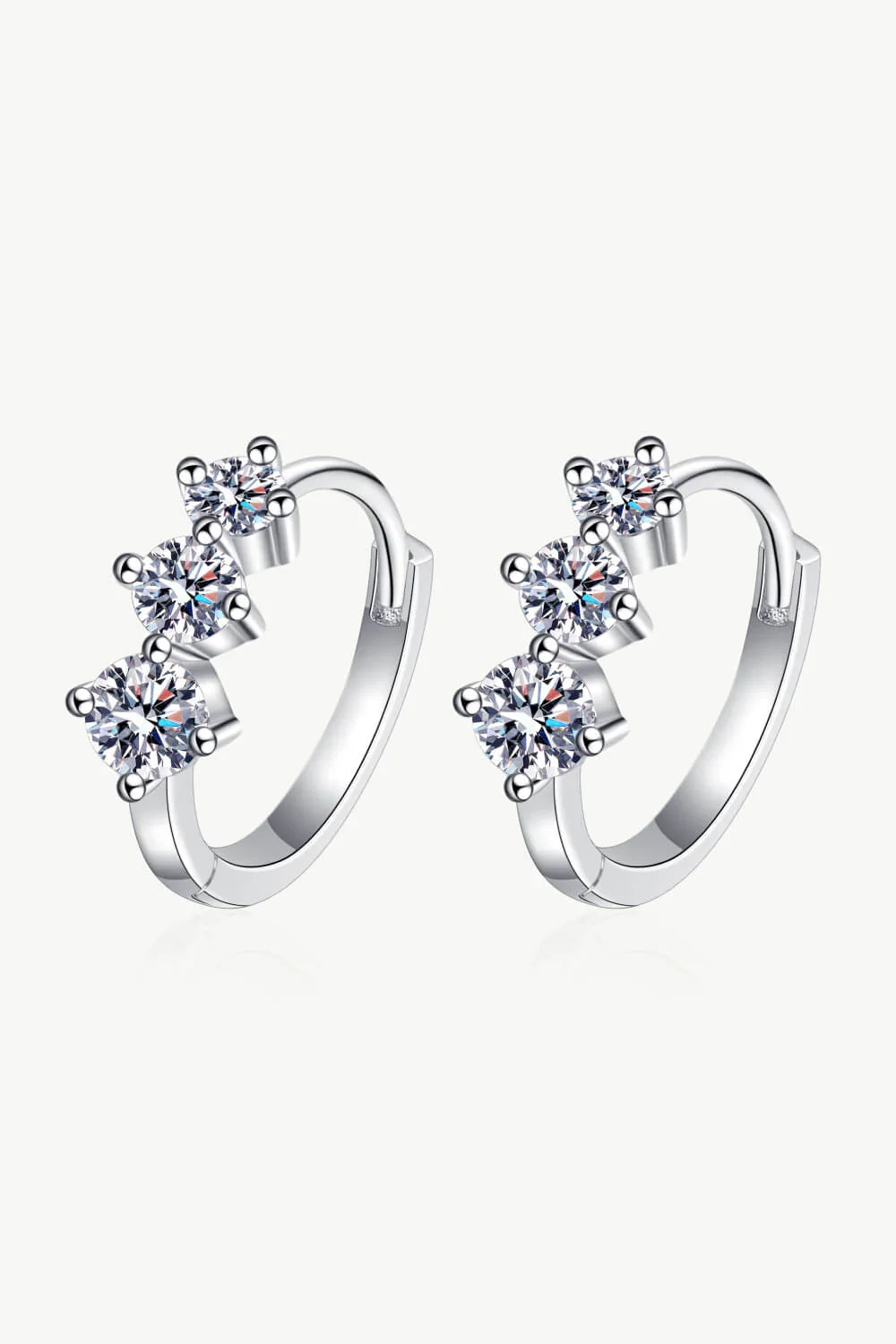 Sterling Silver Moissanite Huggie Earrings 0.72 Ct Total - Southern Shores Clothing