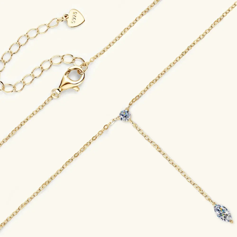 VVS1 Moissanite Y-Drop Necklace Gold-Plated Sterling Silver