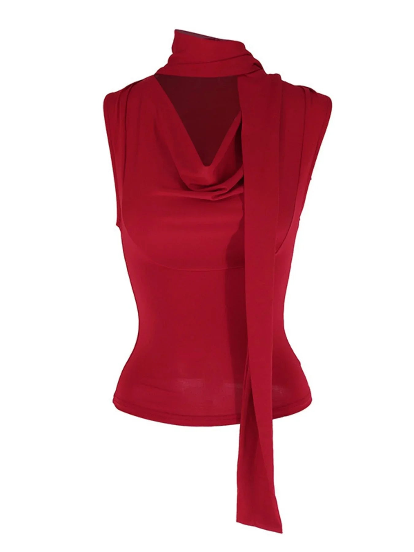 Ruched Cowl Neck Cami Top With Slight Stretch Slim Fit Silhouette - Southern Shores Clothing