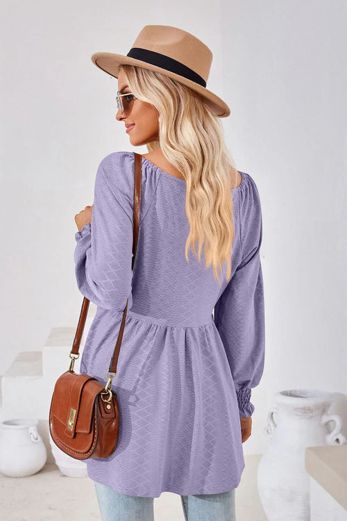 V-Neck Lantern Sleeve Blouse With Regular Length Casual Fit - Southern Shores Clothing