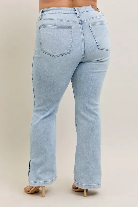Plus Size Tummy Control Vintage Wash Slim Boot Jeans - Southern Shores Clothing