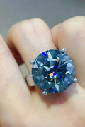 Moissanite Sterling Silver Ring 20 Carat Centerpiece - Southern Shores Clothing