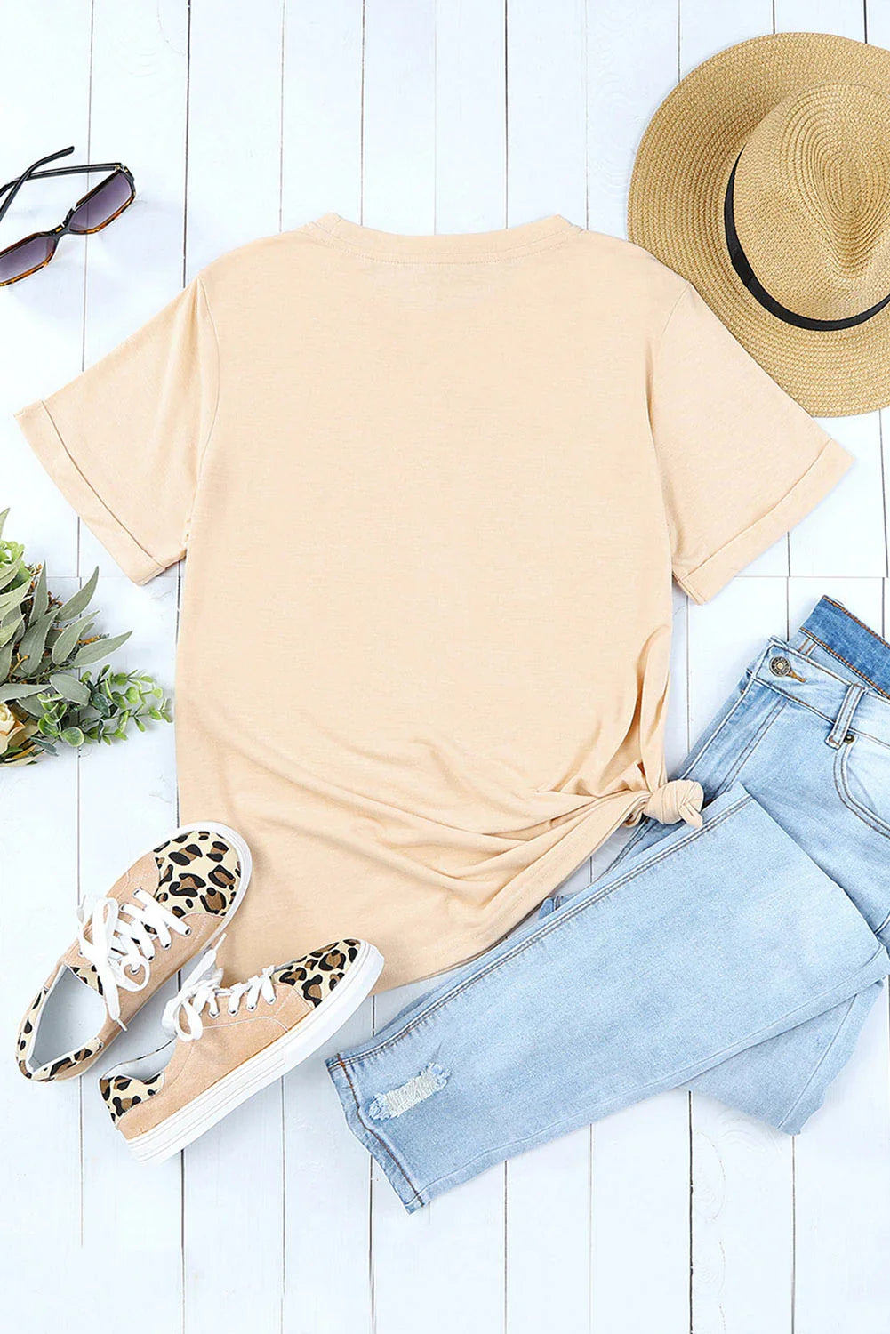 Corn Letter Graphic Cuffed Short Sleeve T Shirt - Southern Shores Clothing