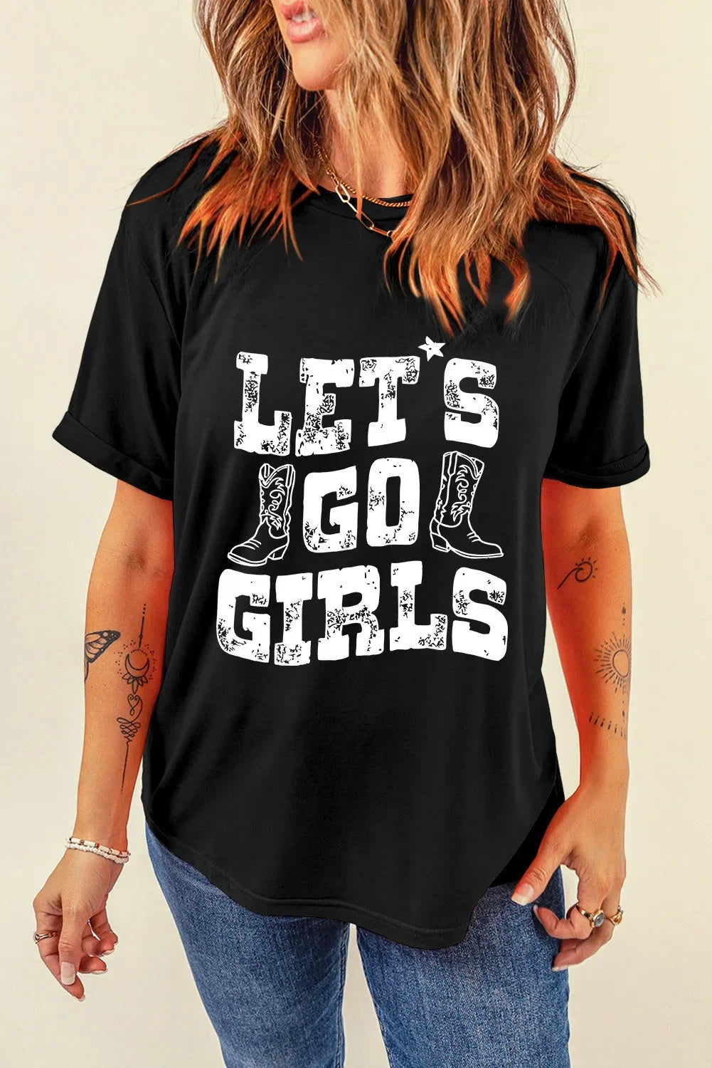 Letter Graphic Round Neck Short Sleeve T Shirt - Southern Shores Clothing
