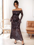Off Shoulder Long Sleeve Maxi Dress For Coastal Style - Southern Shores Clothing