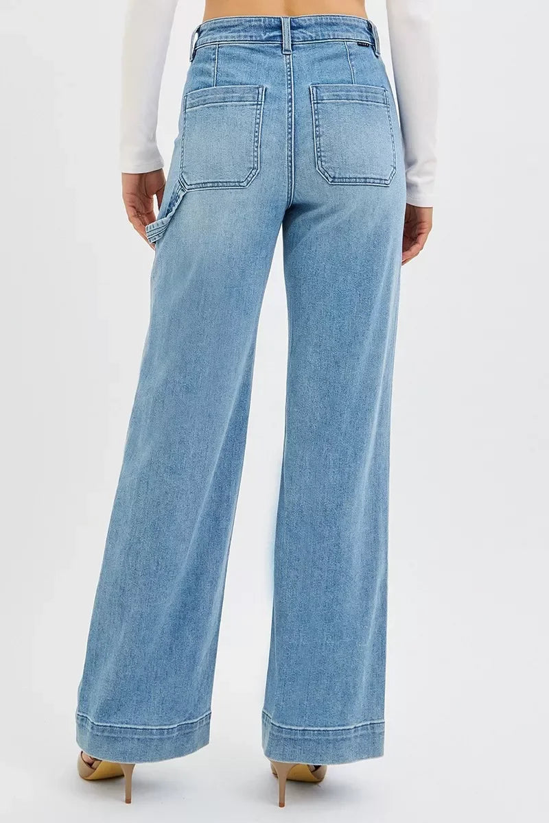 Plus Size High Rise Straight Leg Denim Stretch Jeans - Southern Shores Clothing