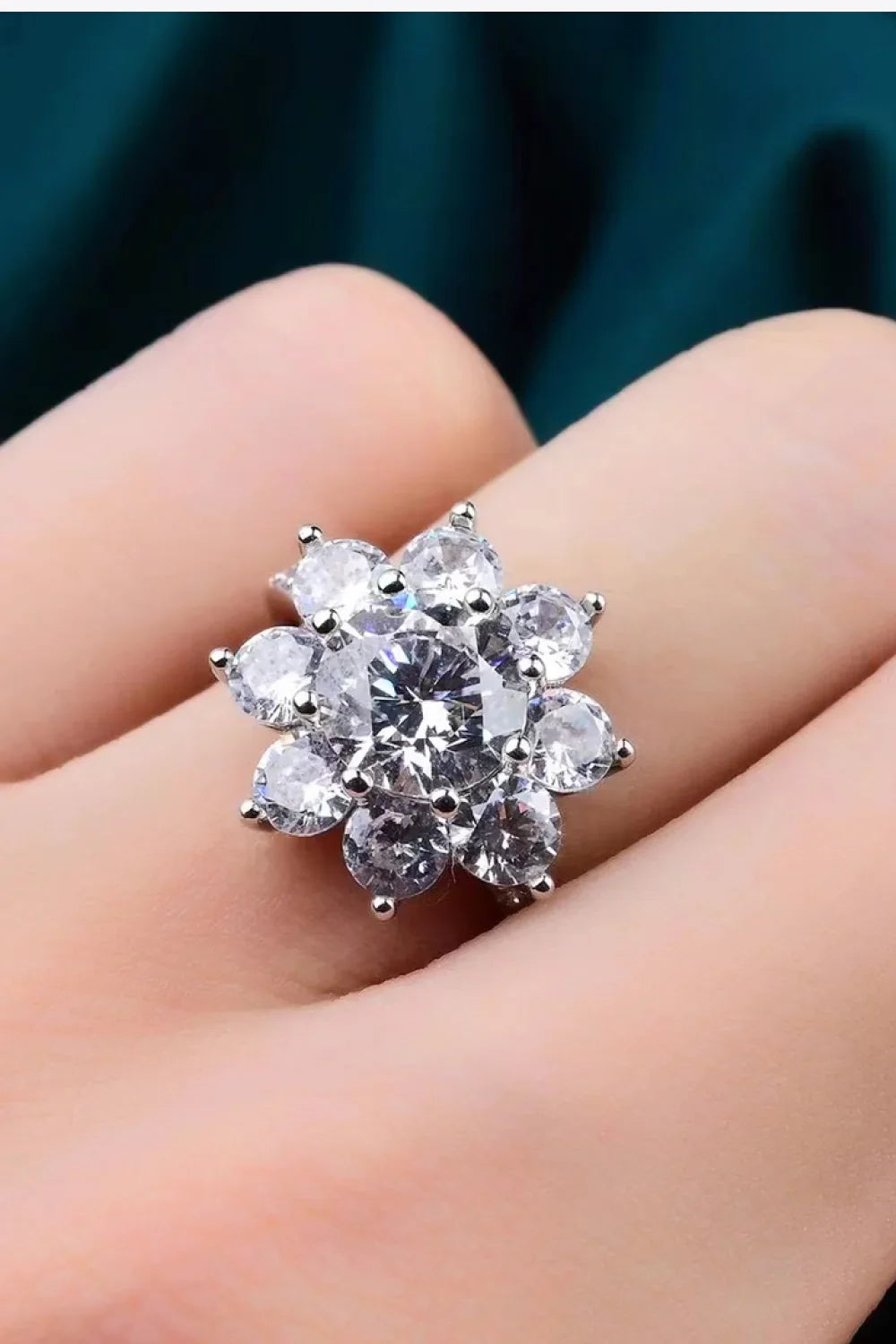 Moissanite Flower Ring in 925 Sterling Silver - Southern Shores Clothing