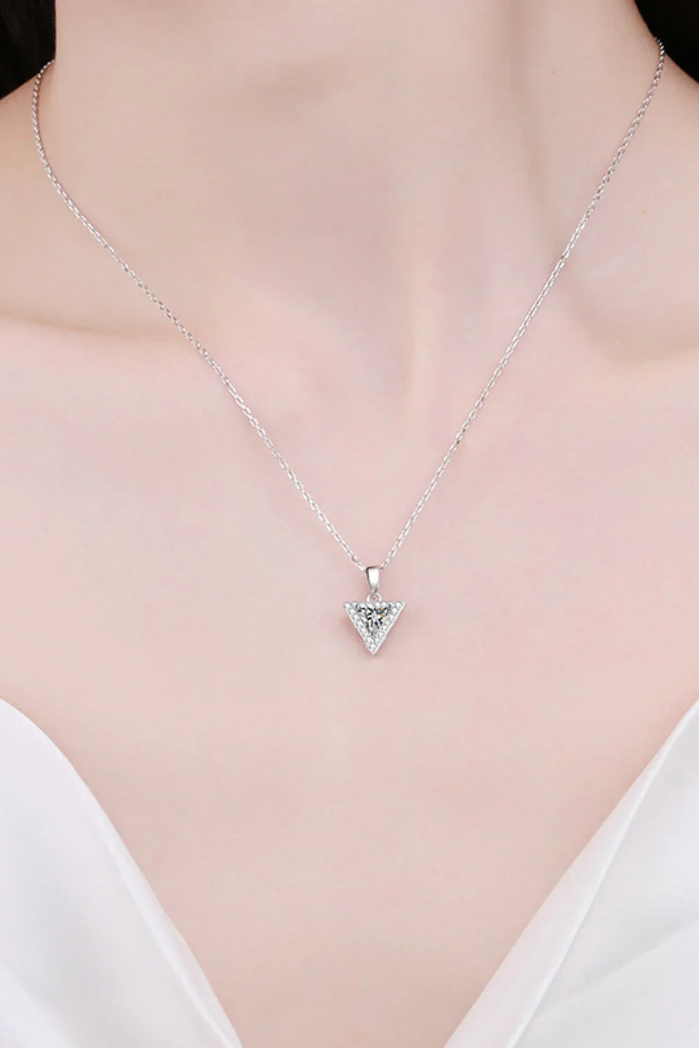 Minimalist Sterling Triangle Moissanite Pendant - Southern Shores Clothing