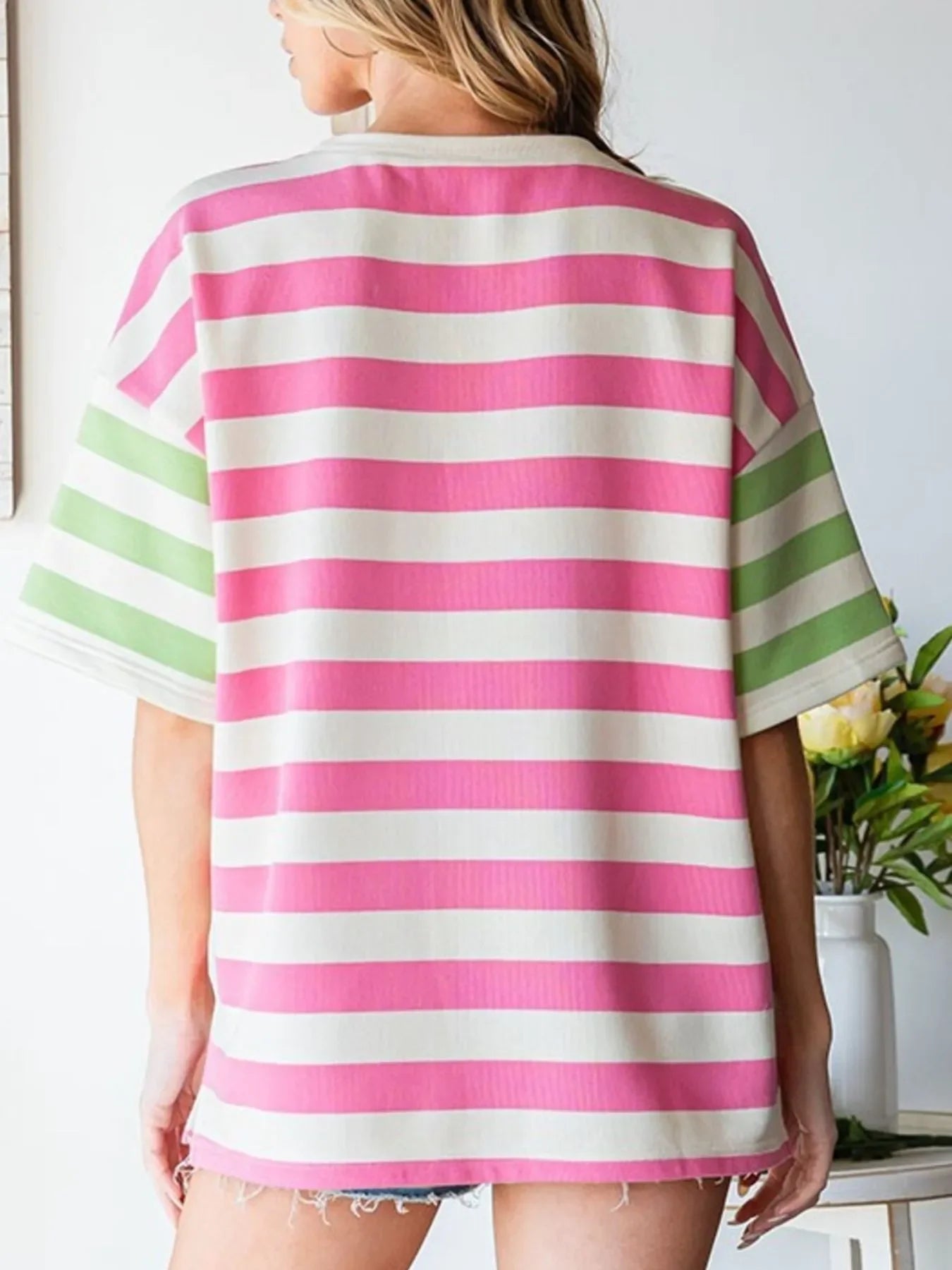 Flawless Fit Oversized Striped Short Sleeve Pocket T Shirt - Southern Shores Clothing