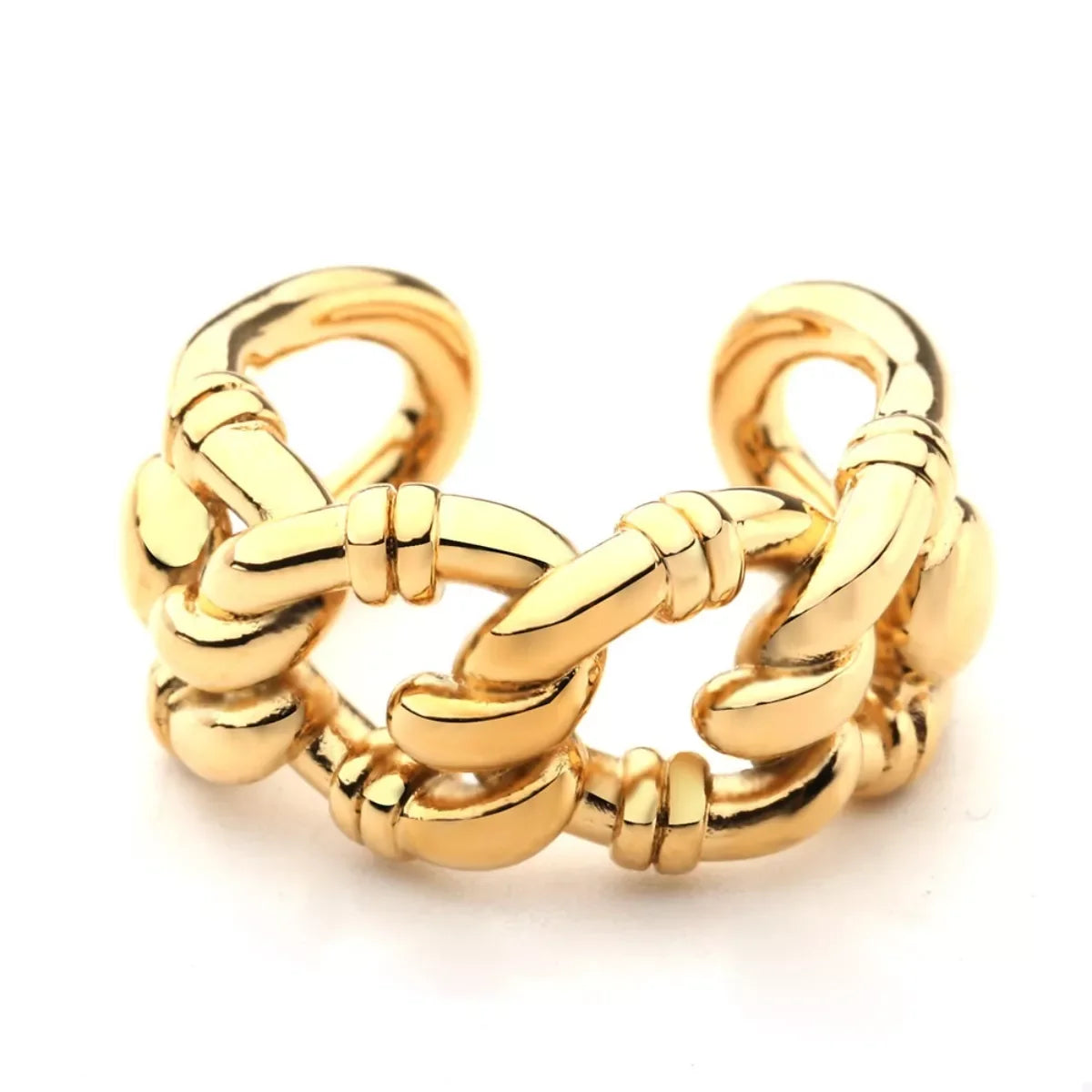 Adjustable 18K Gold-Plated Chain Link Open Ring - Southern Shores Clothing