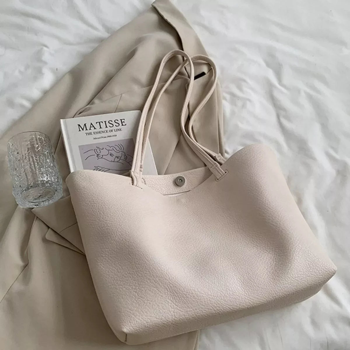 Synthetic Leather Tote Bag Classic Travel Tote - Southern Shores Clothing