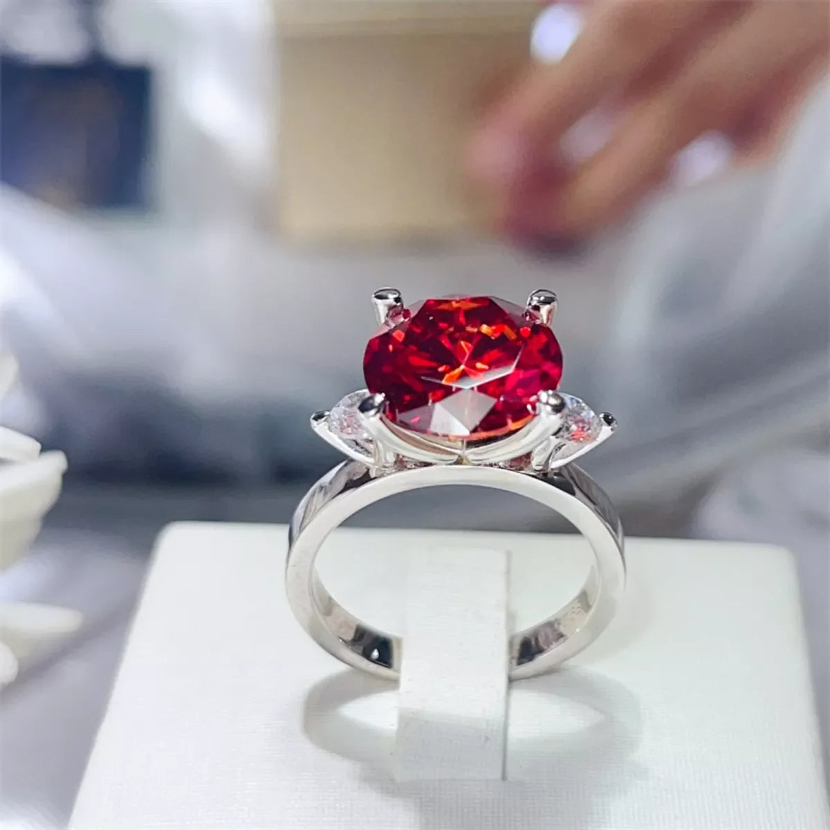 Moissanite Sterling Silver Ring With 5-Carat Centerpiece - Southern Shores Clothing